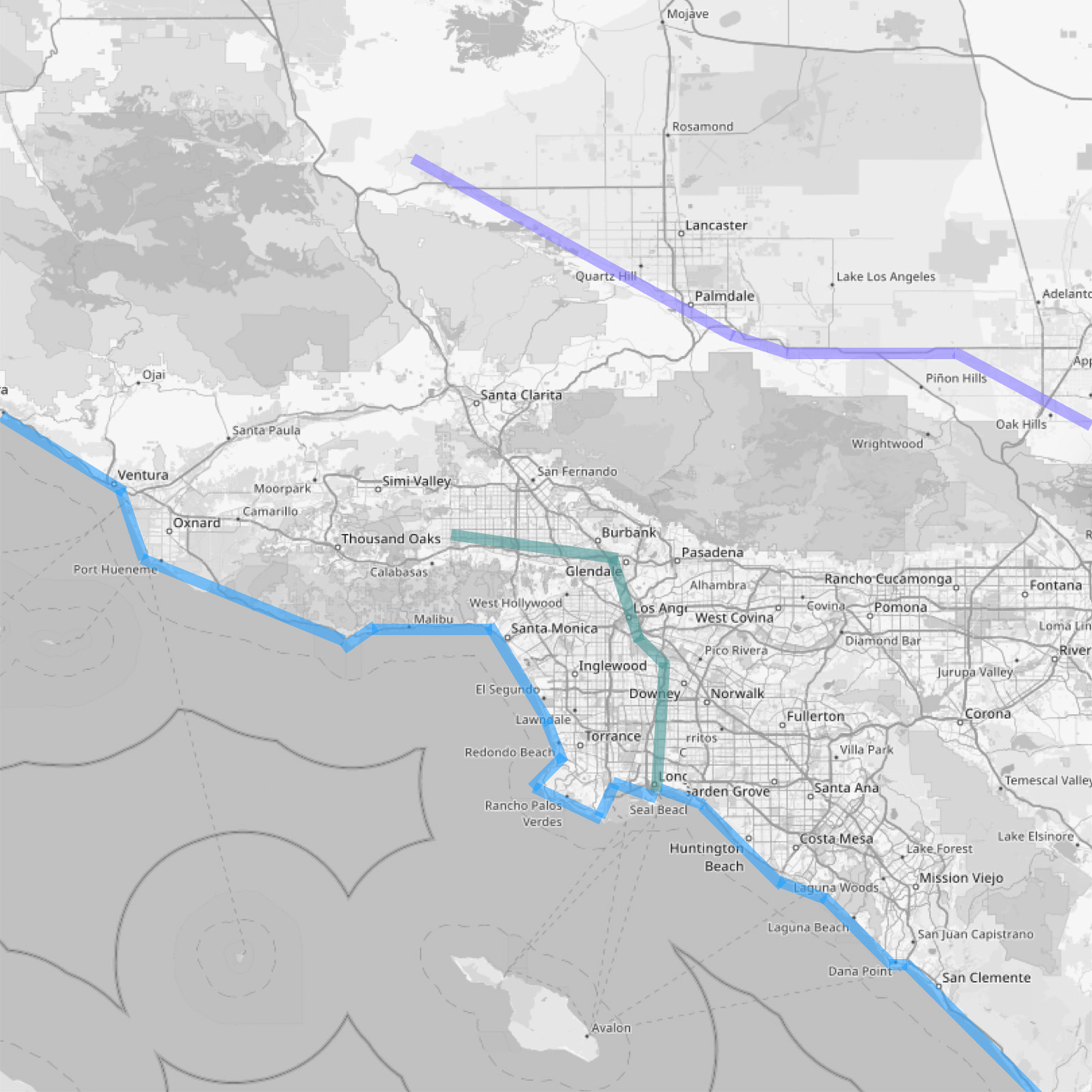 A map with socal waterways.